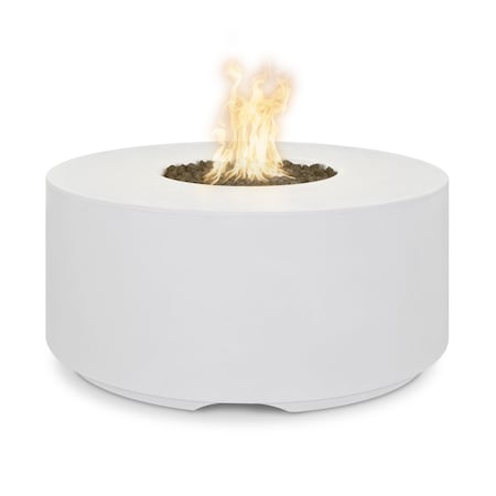 The Outdoor Plus 46 Round Florence Fire Pit - GFRC Concrete - White - Match Lit - Natural Gas OPT-FL4620-LIM-NG